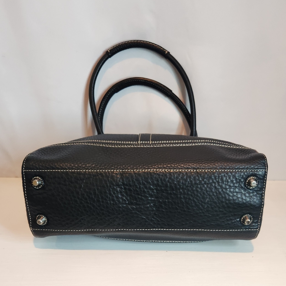 COACH HAMPTONS BRAIDED SATCHEL Black Pebbled Leather, silver-tone hardware EUC - Picture 12 of 13